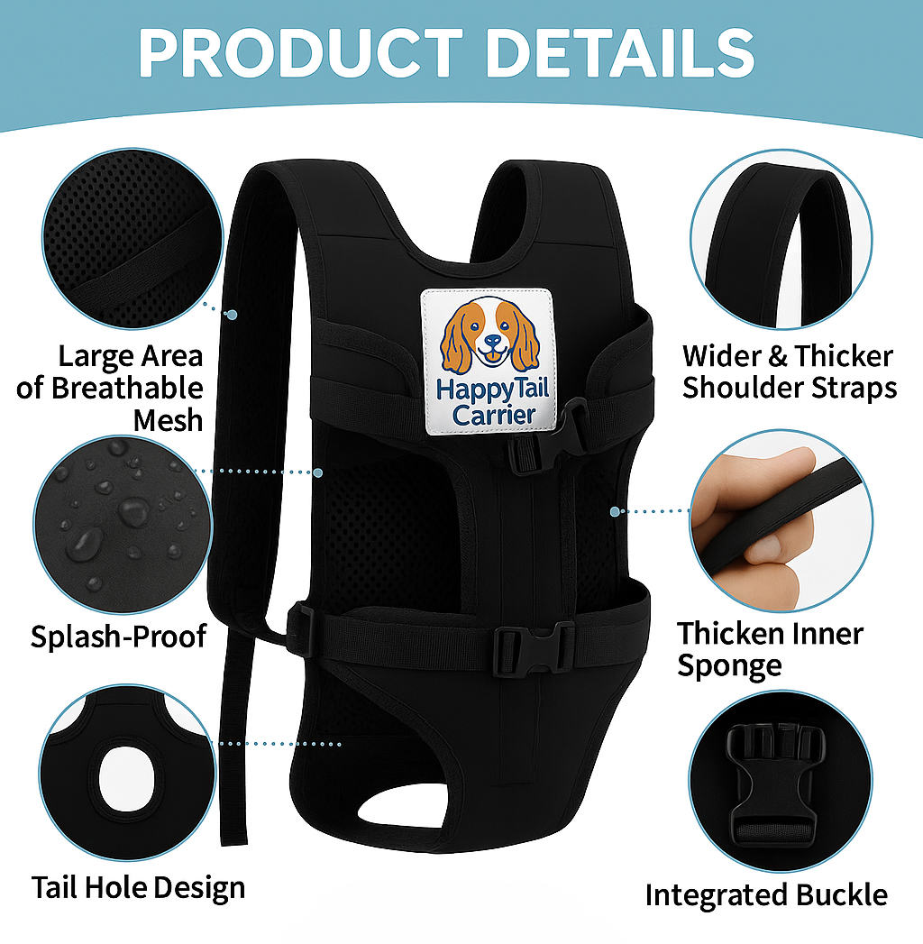 🐶✨ The Original HappyTail Carrier™: Pet Backpack for Small & Medium Dogs