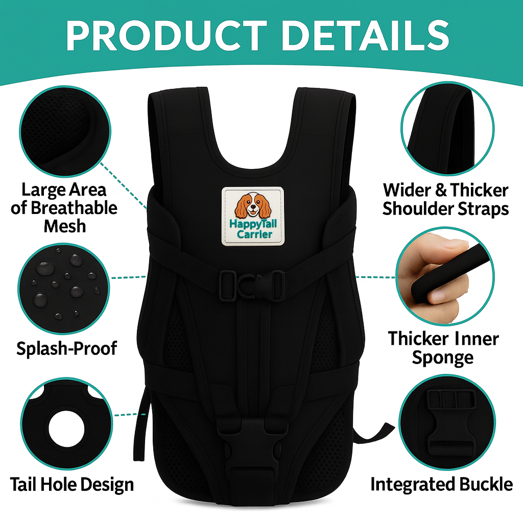 🐶✨ The Original HappyTail Carrier™: Pet Backpack for Small & Medium Dogs