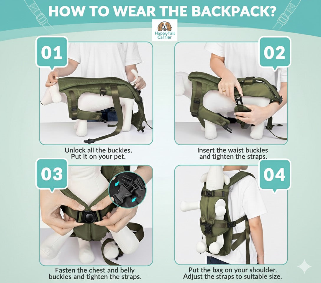 🐶✨ The Original HappyTail Carrier™: Pet Backpack for Small & Medium Dogs