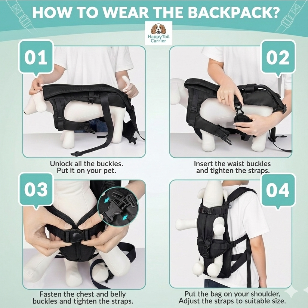 🐶✨ The Original HappyTail Carrier™: Pet Backpack for Small & Medium Dogs