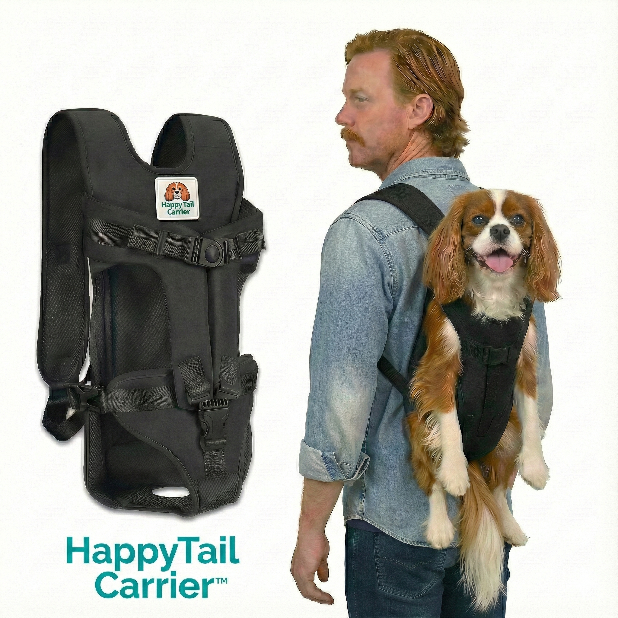 🐶✨ The Original HappyTail Carrier™: Pet Backpack for Small & Medium Dogs