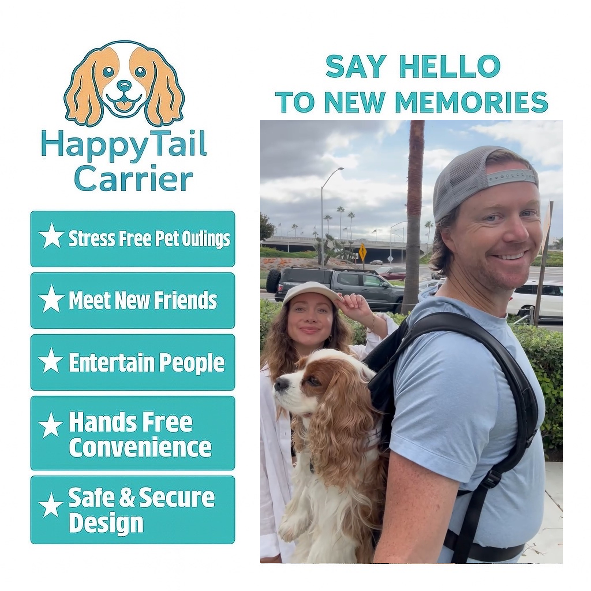 🐶✨ The Original HappyTail Carrier™: Pet Backpack for Small & Medium Dogs